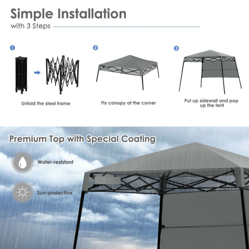 Gymax 7x7 FT Slant Leg Pop-up Canopy Tent Shelter Adjustable Portable Carry Bag