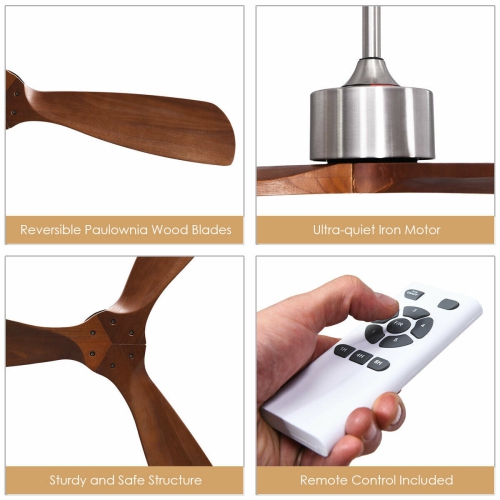 Gymax 52" Modern Ceiling Fan Indoor & Outdoor Brushed Nickel Finish w/Remote Control