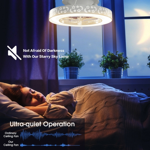 Gymax Indoor 23 inch Flush Mount Starry Sky Ceiling Fan w/ LED Light & Remote Control