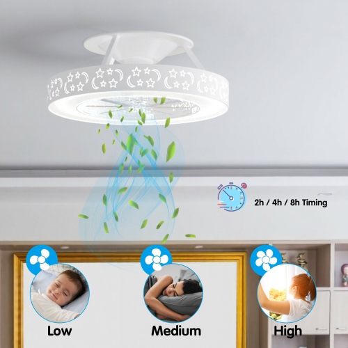 Gymax Indoor 23 inch Flush Mount Starry Sky Ceiling Fan w/ LED Light & Remote Control