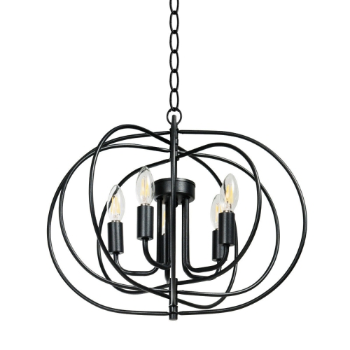 Gymax 16'' 5-Light Metal Pendant Chandelier w/ Iron Chain Pivoting Interlocking Rings