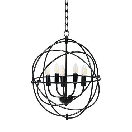 Gymax 20'' 5-Light Metal Pendant Chandelier w/ Iron Chain Pivoting Interlocking Rings