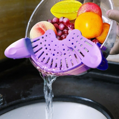 ISTAR Strainer Silicone Clip-on Strainer, Snap on Pots Pans and Bowls Adjustable Strainer Draining Pasta, Ground Beef Grease, Noodles, Fruit