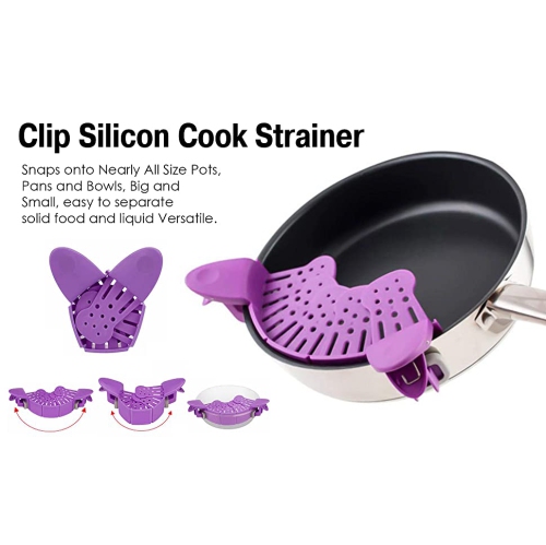 ISTAR Strainer Silicone Clip-on Strainer, Snap on Pots Pans and Bowls Adjustable Strainer Draining Pasta, Ground Beef Grease, Noodles, Fruit