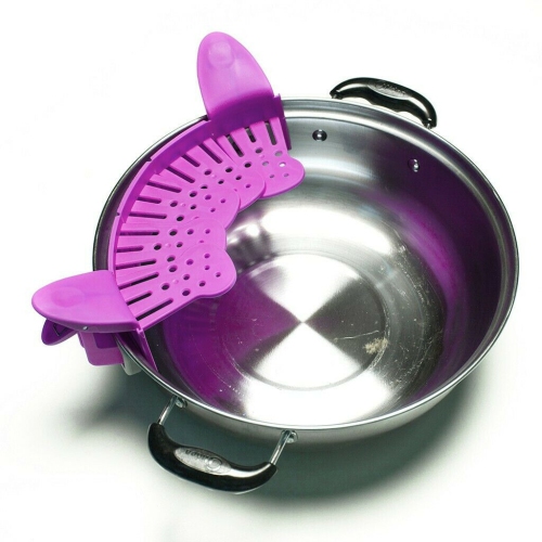 ISTAR Strainer Silicone Clip-on Strainer, Snap on Pots Pans and Bowls Adjustable Strainer Draining Pasta, Ground Beef Grease, Noodles, Fruit