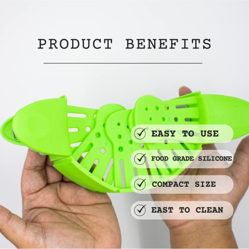 Clip On Pasta Strainer Silicone - Universal Fit for all Pots and Bowls | Snap On Drainer for Pasta, Meat, Vegetables, Fruit | Silicone Colander for