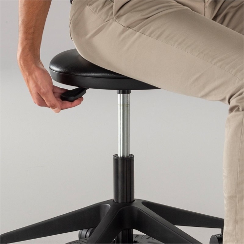 Safco Products Foot Pedal Lab Stool 3437BL Black Vinyl