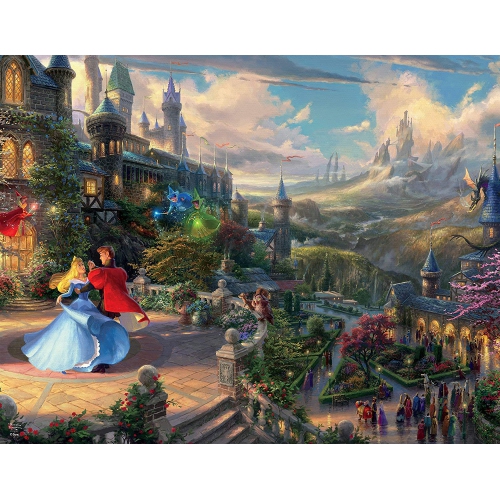 Ceaco Thomas Kinkade The Disney Dreams Collection 4 in 1 500 pc Puzzles [Tangled, Sleeping Beauty, Peter Pan and Mickey & Minnie]