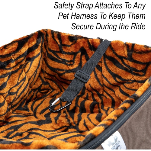 Arf Pets Pet Car Seat, Dog Booster Safety Seat With Adjustable Straps, Solid Foam Base, Includes Attached Tether strap, Plush, Washable Lining