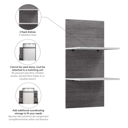 Cielo 19.5“ Floating Shelves - Bark Grey & White