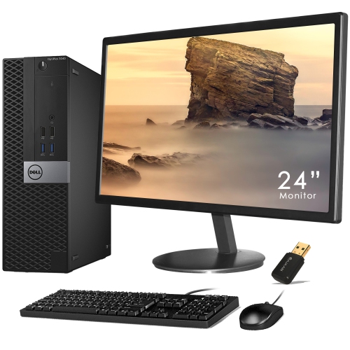 Refurbished - Dell Optiplex 3040 SFF Desktop Computer 24 Inch Monitor with HDMI Intel Core i5 6500@3.4GHz 16GB DDR3 RAM 256GB SSD Windows 10 Home USB