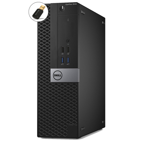 Refurbished - Dell Optiplex 3040 SFF Desktop Computer 24 Inch Monitor with HDMI Intel Core i5 6500@3.4GHz 16GB DDR3 RAM 256GB SSD Windows 10 Home USB
