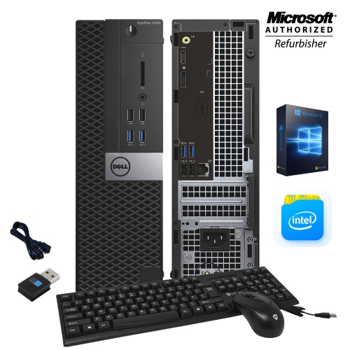 Refurbished - Dell Optiplex 3040 SFF Desktop Computer 24 Inch Monitor with HDMI Intel Core i5 6500@3.4GHz 16GB DDR3 RAM 256GB SSD Windows 10 Home USB