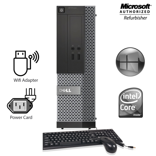 Refurbished - Dell Optiplex 3020 SFF Desktop PC Dual(2) 27" Monitor Intel Core i5 4570@3.2GHz 16GB DDR3 RAM 256GB SSD Windows 10 Home USB Keyboard