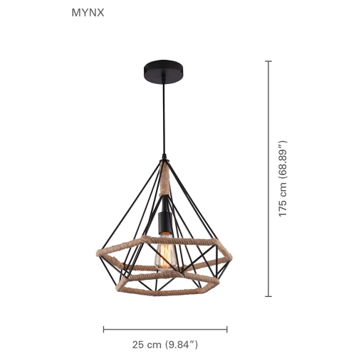 Xtricity - Pendant Light, 9.84 '' Width, From Mynx Collection, Black