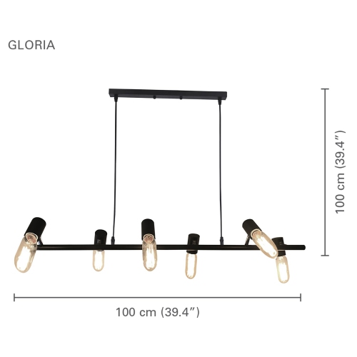 Xtricity - Pendant Light , 39.3 '' Width, From the Gloria Collection, Black