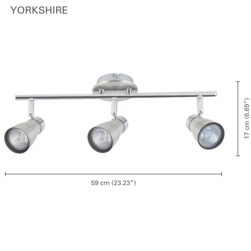 Xtricity - 3 Heads Ceiling Light, 23.22 '' Width, From The Yorkshire Collection, Chrome Nickel