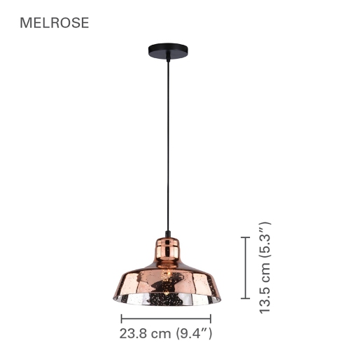 Xtricity - Pendant Light, 9.4 '' Width, From The Melrose Collection, Pink Copper
