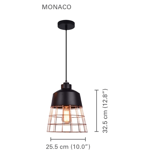 Xtricity - Pendant Light, 10 '' Width, From the Monaco Collection, Black and Copper