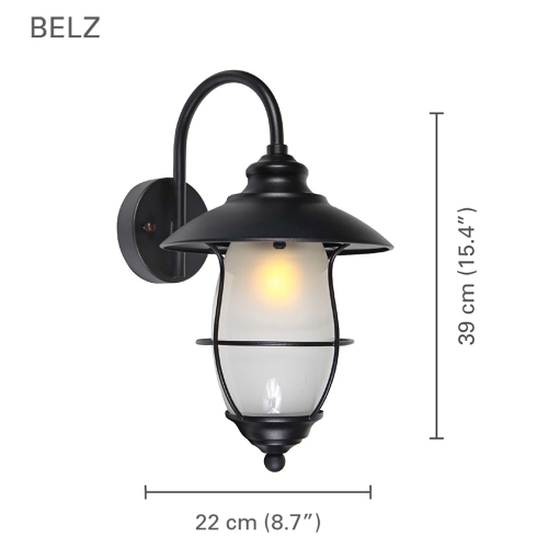 Xtricity - Outdoor Wall Light, Height 15.35 '', From Belz Collection, Black