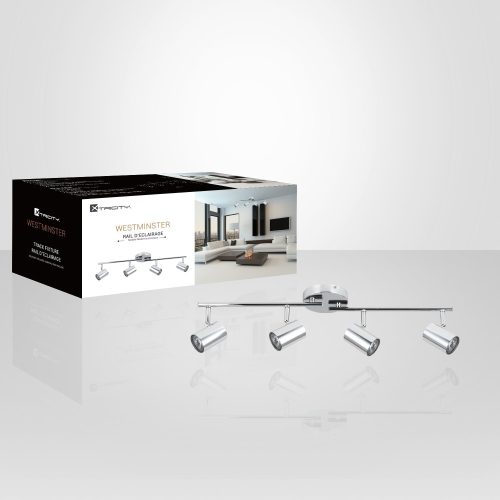 Xtricity - 4 Heads Ceiling Light, 24.64 '' Width, From The Westminster Collection, Chrome