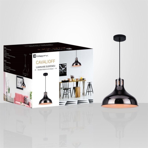 Xtricity - Pendant Light, 11.8 '' Width, From the Cavalioff Collection, Black Chrome