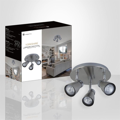 Xtricity - 3 Heads Ceiling Lights, 9.44 '' Width, From The Yorkshire Collection, Nickel Chrome