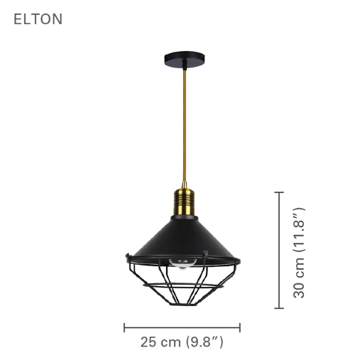 Xtricity - Pendant Light, 9.84 '' Width, From The Elton Collection, Black