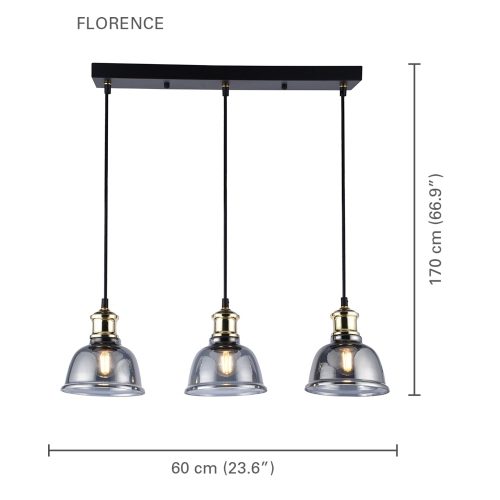 Xtricity - Pendant Light, 23.6 '' Width, From the Florence Collection, Black