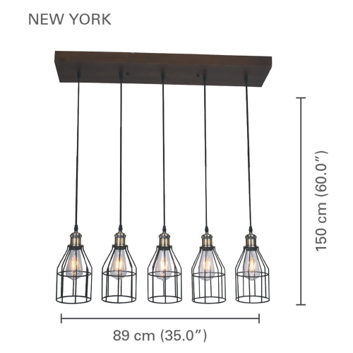 Xtricity - Pendant Light, 35 '' Width, From The New Yorker Collection, Wood