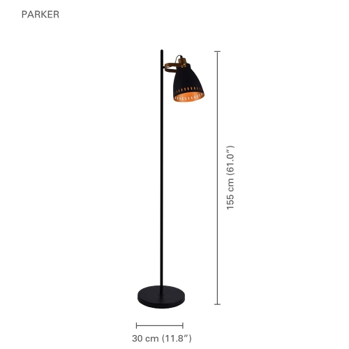 Xtricity - 1 Head Floor Lamp, 5 'Height, From Parker Collection, Black
