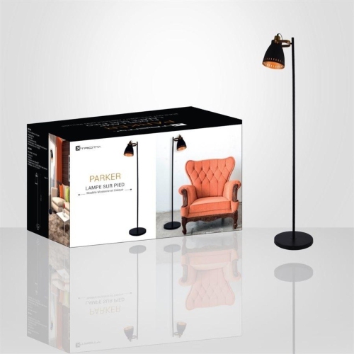 Xtricity - 1 Head Floor Lamp, 5 'Height, From Parker Collection, Black