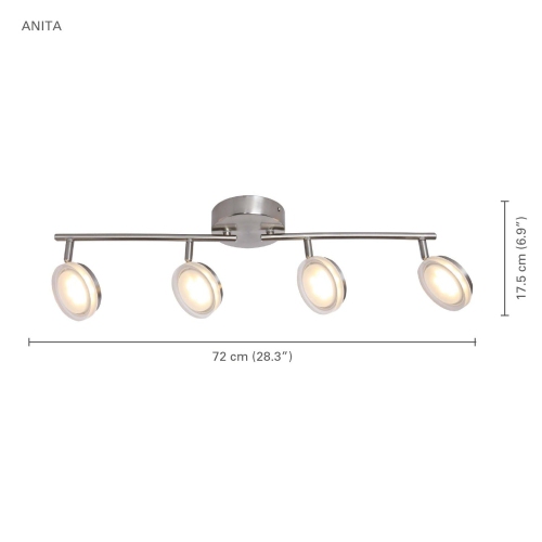 Xtricity - 4 Heads Ceiling Light with Integrated LED, 28.34 '' Width, From Anita Collection, Nickel