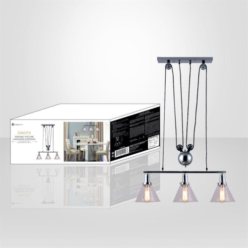 Xtricity - 3-Light Pendant , 29.1 '' Width, From Dakota Collection, Chrome