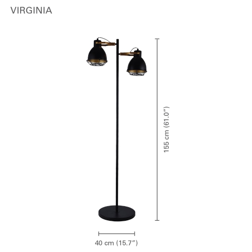 Xtricity - 2 Headed Floor Light, 5 'Height, From The Virginia Collection, Black