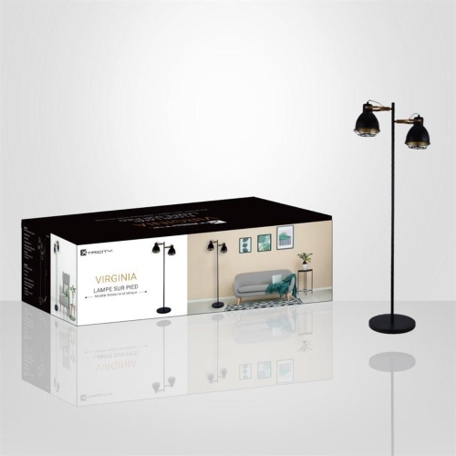 Xtricity - 2 Headed Floor Light, 5 'Height, From The Virginia Collection, Black