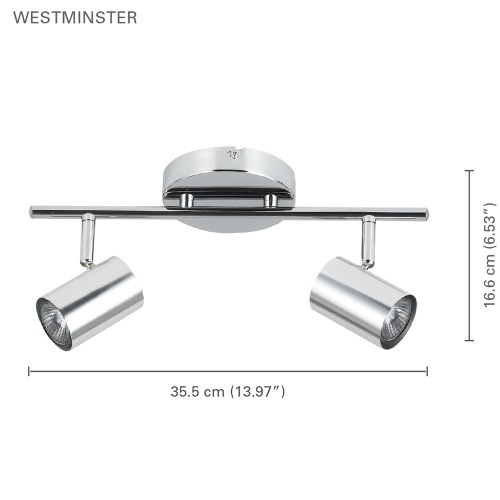 Xtricity - 2 Heads Ceiling Light, 13.97 '' Width, From The Westminster Collection, Chrome