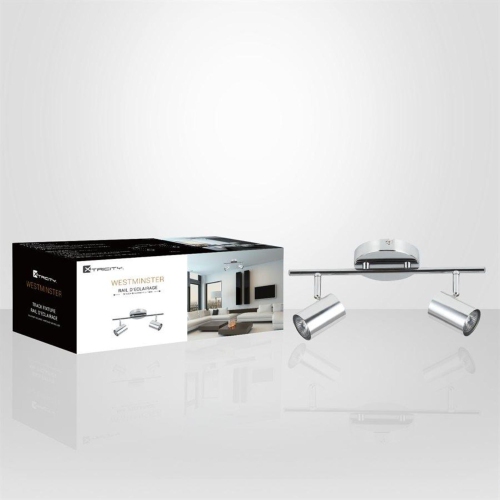 Xtricity - 2 Heads Ceiling Light, 13.97 '' Width, From The Westminster Collection, Chrome