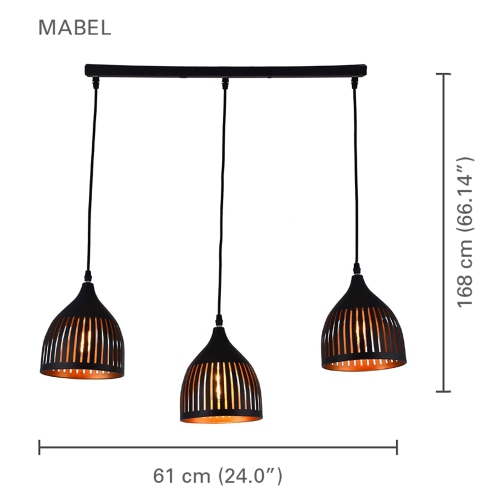Xtricity - Pendant Light, 24 '' Width, From Mabel Collection, Black