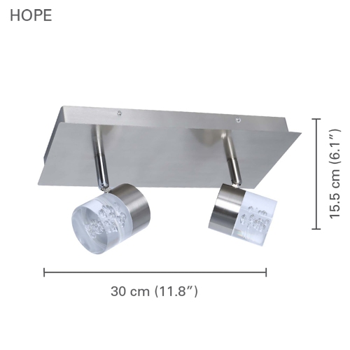 Xtricity - 2 Heads Ceiling Light with Integrated LED, 11.8 '' Width, From the Hope Collection, Nickel