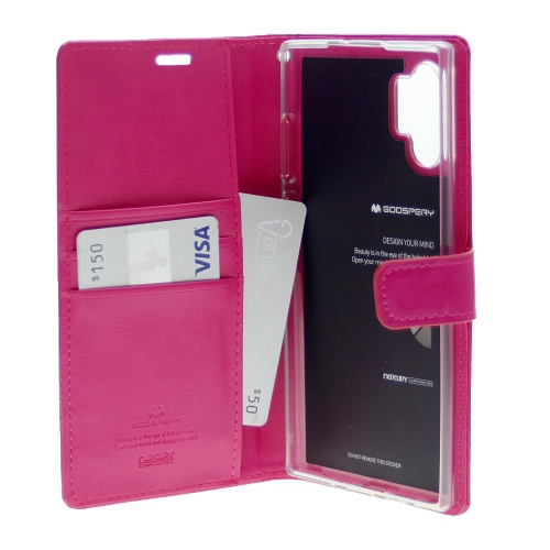 TopSave Goospery BlueMoon Card Slot With Magnetic Clip Leather Folio Wallet Flip Case For Samsung A32 5G, Hot Pink