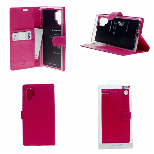 TopSave Goospery BlueMoon Card Slot With Magnetic Clip Leather Folio Wallet Flip Case For Samsung A32 5G, Hot Pink