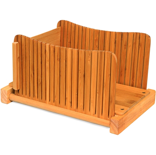 DB-Tech Compact Foldable Bread Slicer - Slices 3 Sizes of Thickness - Makes Perfect Slices Every time - Made Form 100% Bamboo Wood