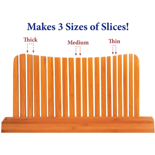 DB-Tech Compact Foldable Bread Slicer - Slices 3 Sizes of Thickness - Makes Perfect Slices Every time - Made Form 100% Bamboo Wood