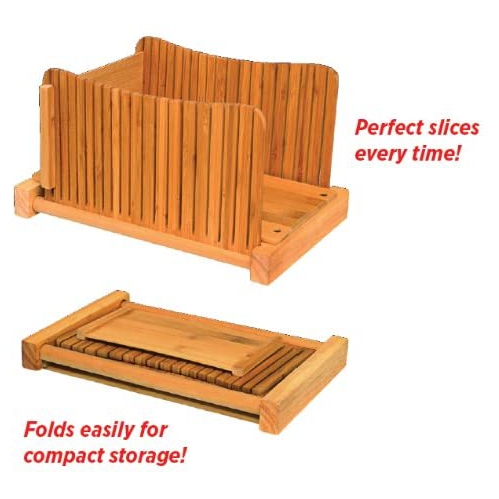 DB-Tech Compact Foldable Bread Slicer - Slices 3 Sizes of Thickness - Makes Perfect Slices Every time - Made Form 100% Bamboo Wood