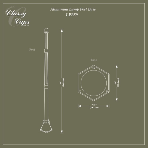 Classy Caps Black Aluminum Lamp Post Base LPB59