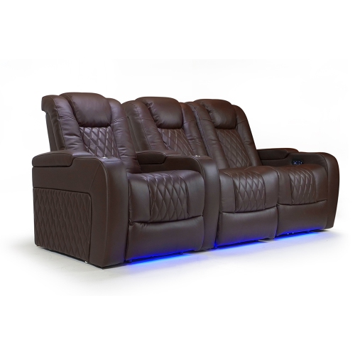 Valencia Tuscany Home Theater Seating | Premium Top Grain Italian 11000 Nappa Leather, Power Recliner, Power Headrest, with LED Lighting