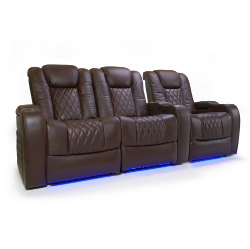 VALENCIA SEATING Tuscany Home Theater Seating | Premium Top Grain Italian 11000 Nappa Leather, Power Recliner, Power Headrest, \w Led Lighting (Row Of