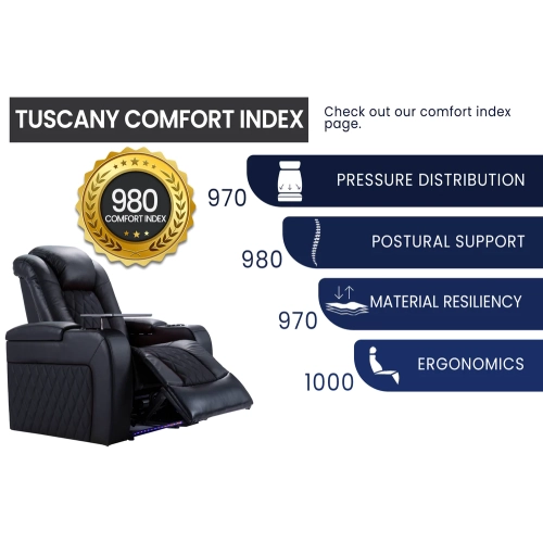 Valencia Tuscany Home Theater Seating | Premium Top Grain Italian 11000 Nappa Leather, Power Recliner, Power Headrest, with LED Lighting