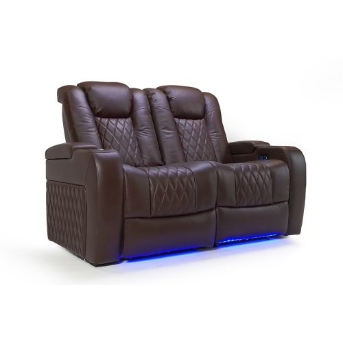 Valencia Tuscany Home Theater Seating | Premium Top Grain Italian 11000 Nappa Leather, Power Recliner, Power Headrest, with LED Lighting